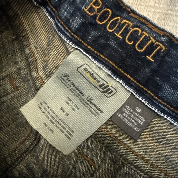 Urban Up 28x28" Premium Denim Bootcut 100% Cotton Jeans Size 18 Adj Waist - Picture 7 of 16